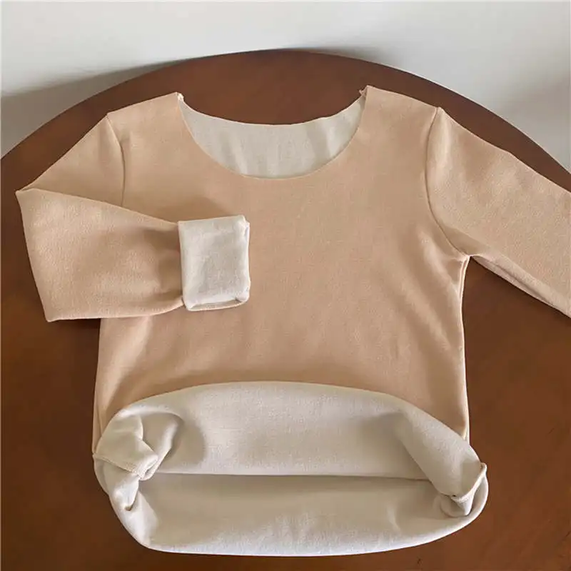 

Осенне-зимняя женская бархатная плотная облегающая тянущаяся футболка с длинным рукавом топы с круглым вырезом Теплые повседневные женские футболки