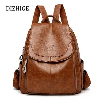 

Brown Women Leather Backpacks Female Retro Large Backpacks For Girls School Bag Casual Travel Bagpack Ladies Sac A Dos Back Pack