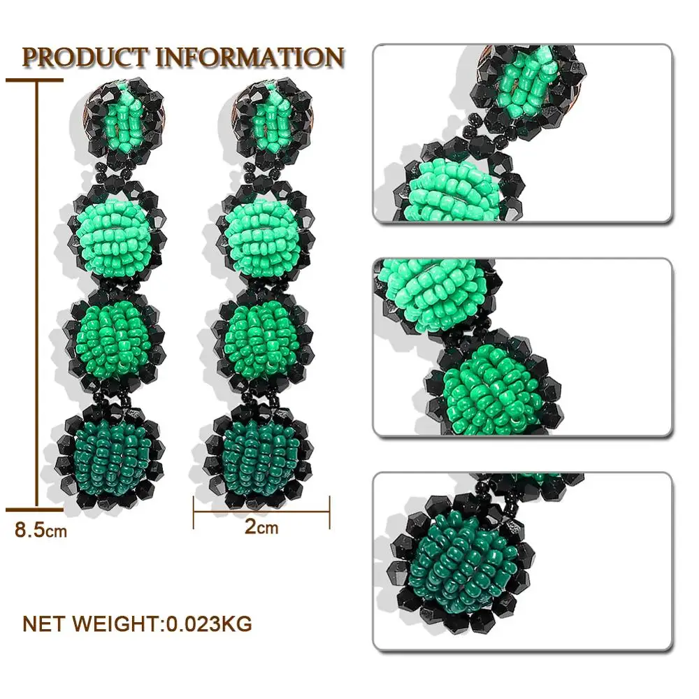 Dvacaman, многоцветные длинные висячие серьги из бисера для женщин, свадебные винтажные массивные серьги ручной работы, подарок на рождественскую вечеринку