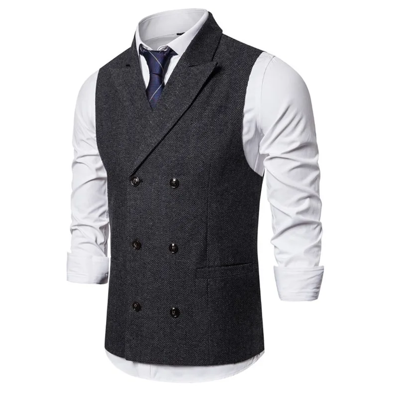 Vest Men Double Breasted Suit Vests Men Mens Sleeveless Suit Vest Waistcoat Vintage Formal Blazers Waistcoat For Wedding chaleco