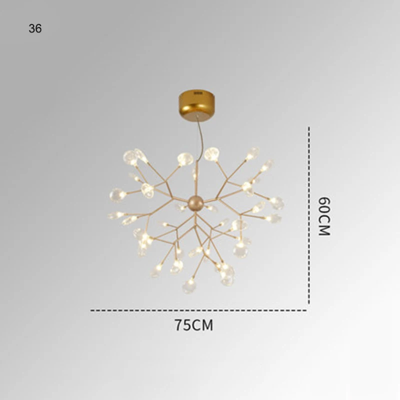 Постмодерн светодиодный Люстра Светлячок светильник ing скандинавский Дом Ретро Лофт гостиная спальня лампа ресторан Кафе Декор Светильник светильники - Цвет абажура: Gold 36 heads