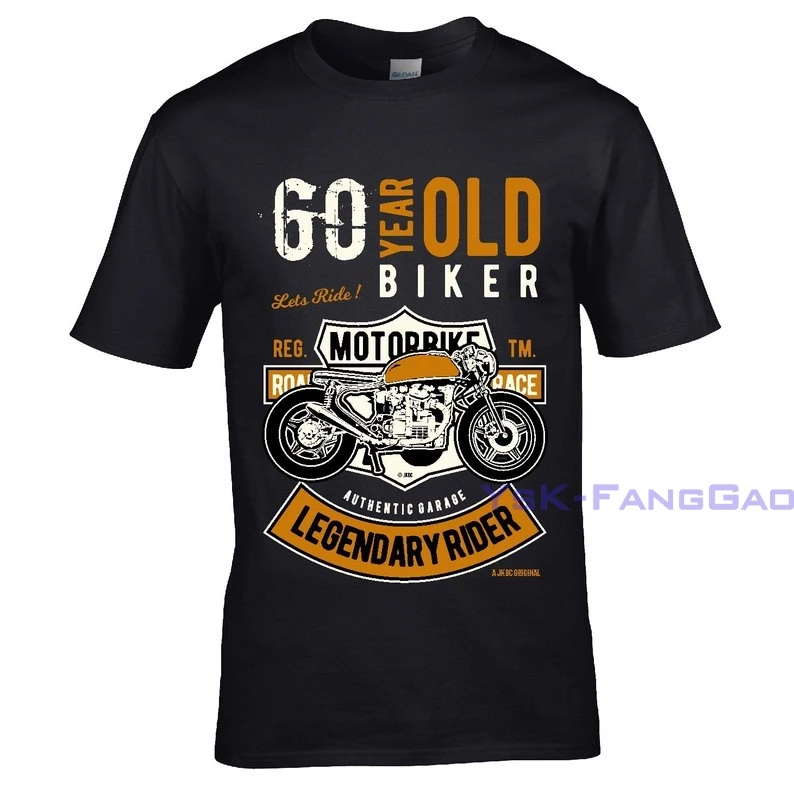 Премиум 60 лет Байкер Legendary Rider Кафе Racer Стиль мотив для 60-летнего дня рождения Мужская черная футболка