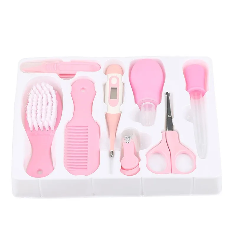 Baby Care 8 Pcs Set Newborn Tools Nail Hair Health Care Body Thermometer Grooming Kit Set scissors nose cleaner tweezers safe