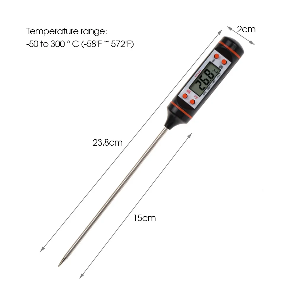 1Pc Kitchen Thermometer Baking Pastry Water Temperature Milk Warm Oil Temperature Table Fried Commercial Probe Cooking Tools