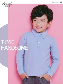 

2020 Autumn Winter New High Quality Boys polo Shirts Long Sleeved Cotton Thick Turn-Down Collar Kids Polo Shirt Tops Tees White