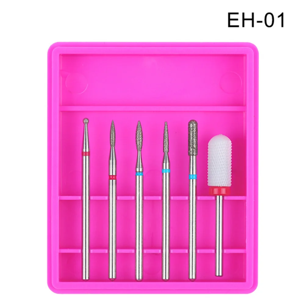 EH01 6pcs Ceramic Diamond Nail Drill Mix Bits Set Milling Cutter for Manicure Machine Cuticle Gel Remover Pedicure Cutters Nail Art - Цвет: EH01