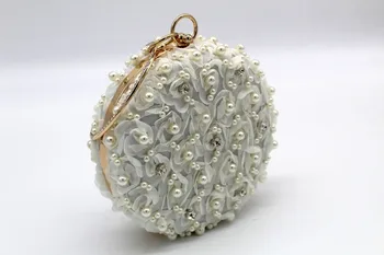 

2020 New Korean Dinner Bag Women's Round Flower Beaded Lady Clutch