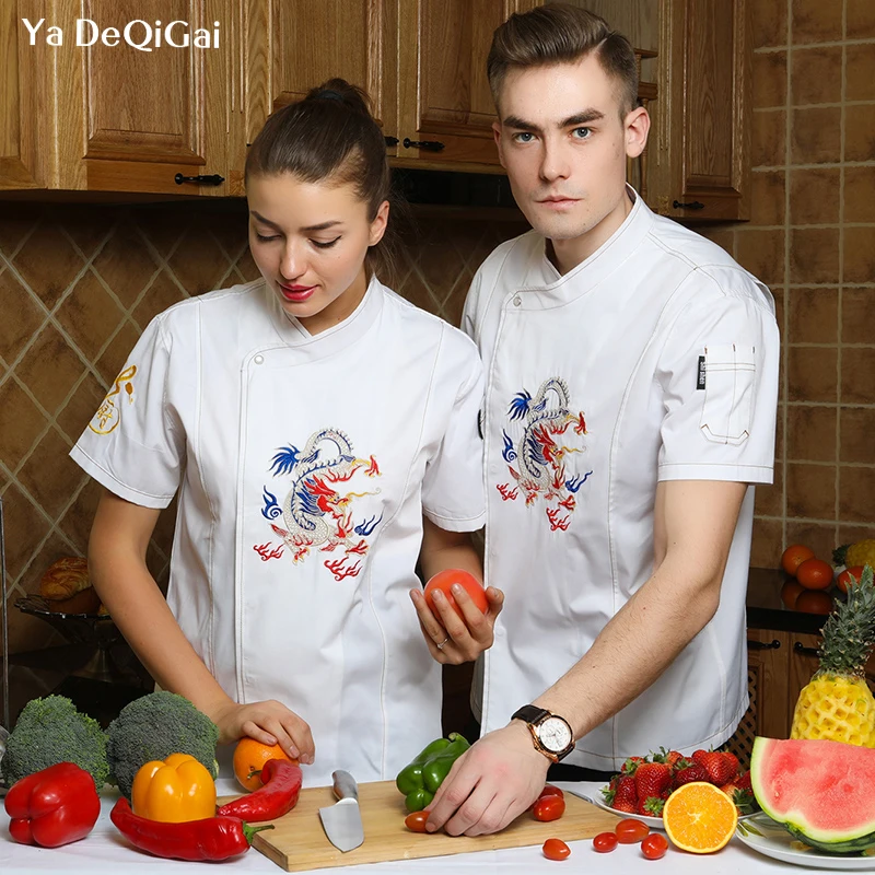 

Unisex Chef uniform Sushi costume breakfast Men's Wear Cooking Breathable Chef jackets coffee shop sushi place casual shirt