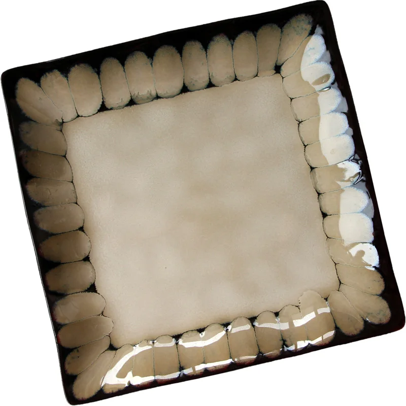 1 шт. креативная окрашенная волнистая боковая прямоугольная керамическая тарелка западные столовые приборы Стейк Салат десерт торт для хранения суши декоративная тарелка - Цвет: A
