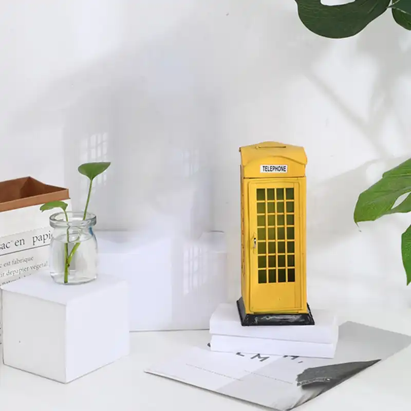 黄色英国英語ロンドン電話ボックスコインバンク省ポット貯金箱電話ブースボックス 貯金箱 Aliexpress