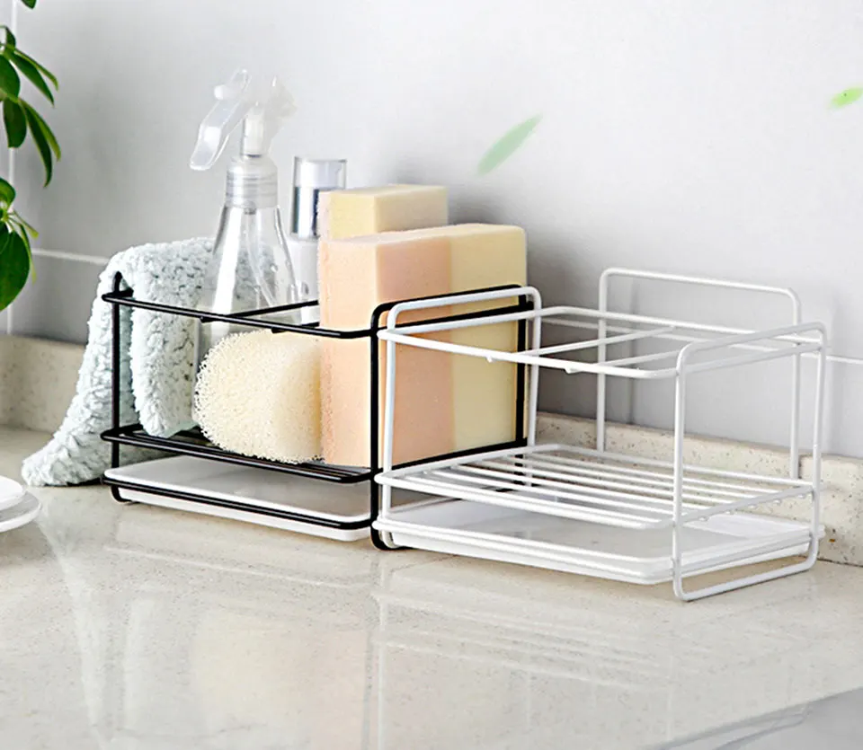 

Kitchen Storage Holder Stainless Steel Sink Caddy Storage Adjustable Punch free Hanging Basket Faucet Shelf Sponge Drain Rack