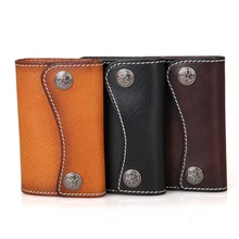 Luufan, модный мужской держатель для ключей из натуральной кожи, Женский чехол Брелок из воловьей кожи, кошелек с отделением для кредитных карт, Повседневная сумка для ключей