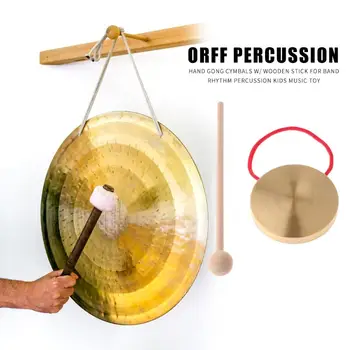 

21cm Hand Hand Gong Copper Cymbals with Wooden Stick for Band Rhythm Chapel Opera Percussion Traditional Chinese Musical Folk