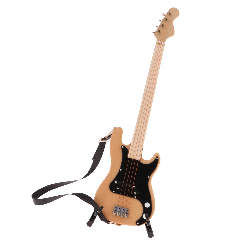 1/6 Delicate Wooden Electric Bass Model Musical Instrument for Action Figures   Kit #1