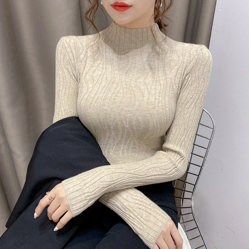 2021 New Arrival Promotion Women's Half Turtleneck Sweater Bottomed Shirt with Autumn And Winter Clothing | Женская одежда