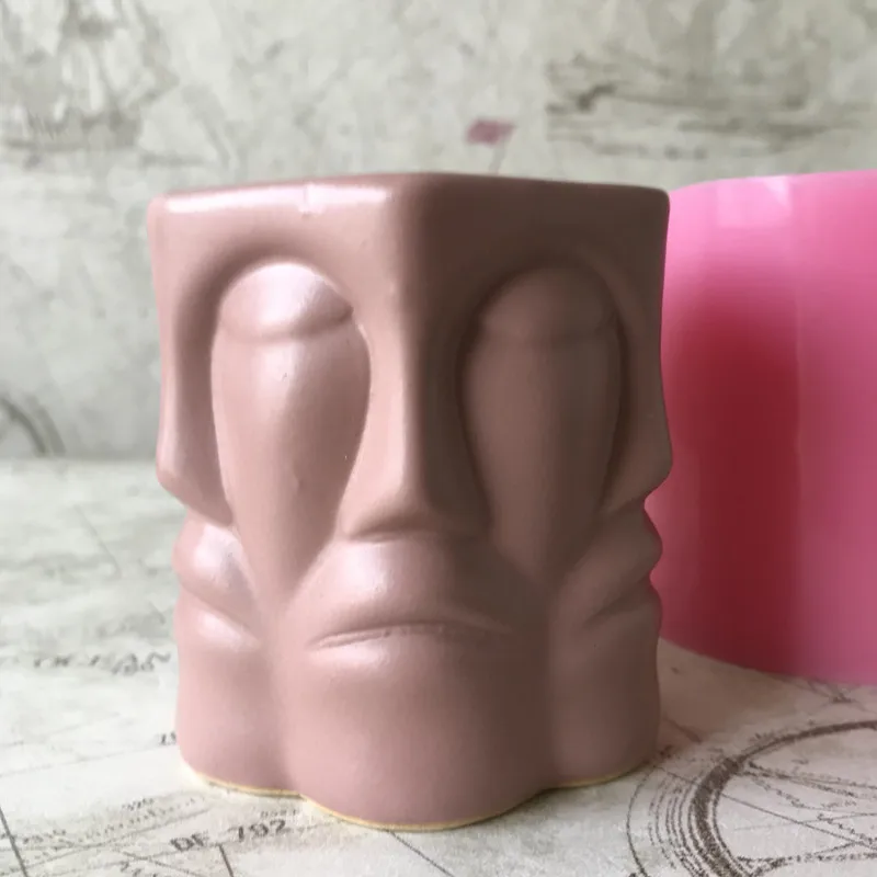 Сделай Сам глина цемент силиконовый Плантатор плесень 6 сторон 3D лицо бетон