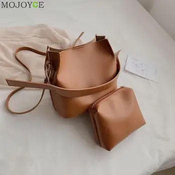 

2pcs Solid Color Shoulder Crossbody Handbag Messenger Women PU Leather Clutch for Outdoor Shopping Traveling Ornaments