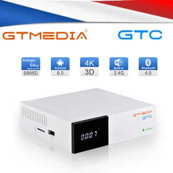 

GTMedia GTC Android 6.0 TV Receiver CCCAM IPTV SUPPORT DVB-S/S2 DVB+T/T2/Cable/ISDBT Box Device S905D 2GB + 16GB BT4.0 H.265