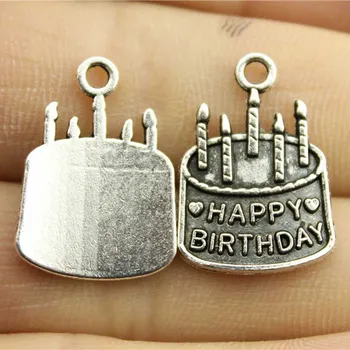 

Wholesale Jewelry Lots Antique Silver Color 18x15mm Birthday Cake Metal Charms Jewelry Men 120 Pieces