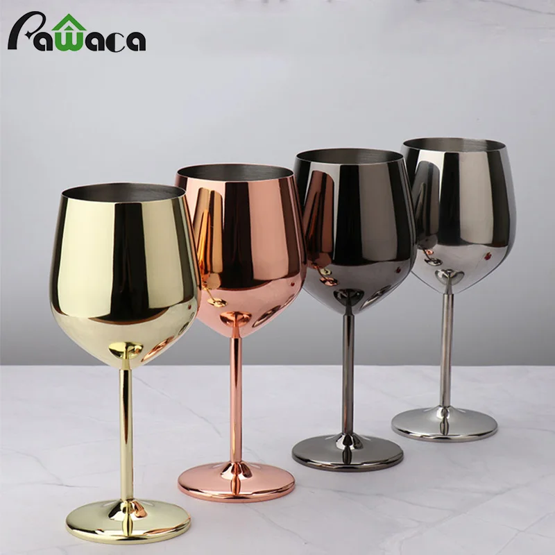 

500ML Single Layer Plating Goblet Wine Cup 1 Pcs Colorful Drum-Shaped Drop-Resistant Champagne Cocktail Glass Stainless Steel