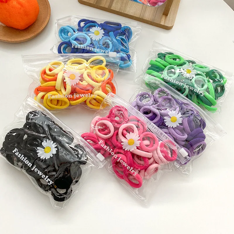 

Children's rubber bands Hair elastics rainbow color 50 pieces seamless rubber band soft and not hurt hair ring hair accessories