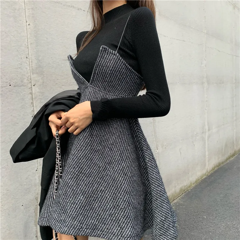 Cena Elegancka seksowna cienka sukienka na szelkach moda damska szara linia Mini sukienka party Dress Vestidos