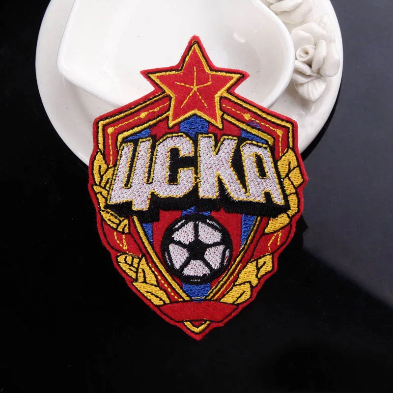 

DIY Moscow Football Club Patches Embroidery Striped Badge Patch Iron On Patches On Clothing Football Badge For Jacket