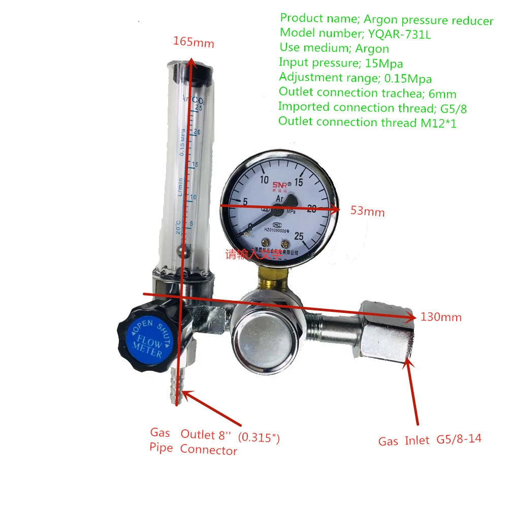 0-25Mpa Acetylene Flow Meter Gas Regulator Flowmeter Welding Gauge