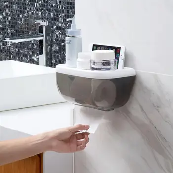 

1PC Wall Mounted Bathroom Toilet Paper Rack Shelf Tissue Roll Storage Box Holder Waterproof Roll Paper Contianer