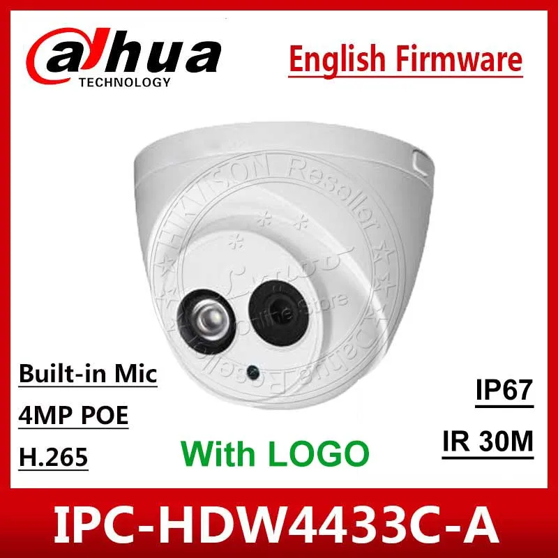 DaHua OEM заказы IPC-HDW4433C-A заменить IPC-HDW4431C-A POE, сетевые ИК Мини domeвстроенный микрофон 4MP CCTV камера без логотипа