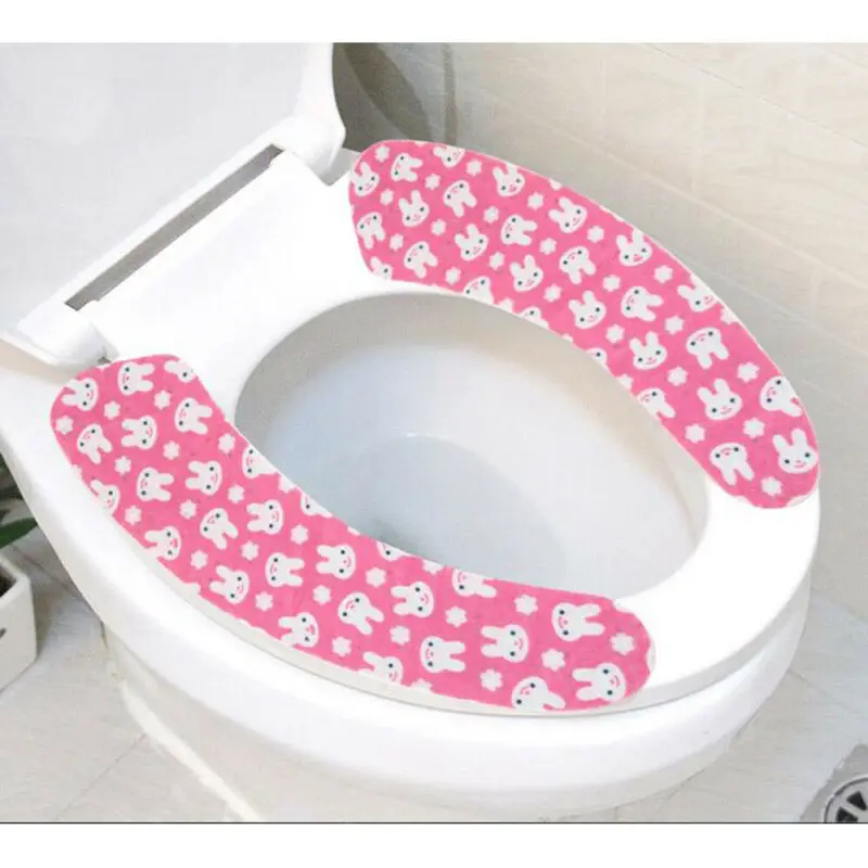 1set Toilet Seat Cover Soft Bathroom Closestool Seat Pad Self-adhesive Cushion