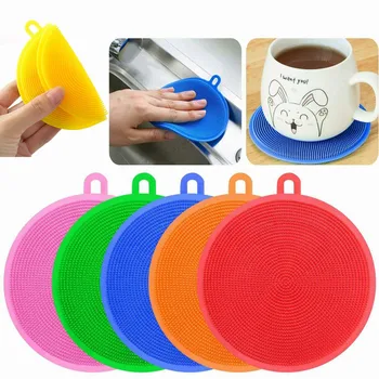 

6pcs Multifunction Silicone Sponge Bowl Cleaning Brush Silicone Scouring Silicone Dish Sponge Kitchen Pot Cleaner Washing Tool