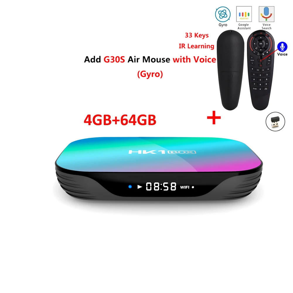 4GB 64GB add G30S Смарт ТВ приставка HK1 коробка AmlogicS905x3 Android9.0 4GB 64GB BT USB3.0 1000M 1080P 2,4G 5G wifi 8K 4K телеприставка 4GB128GB коробка горячая распродажа - Цвет: 4GB 64GB add G30S