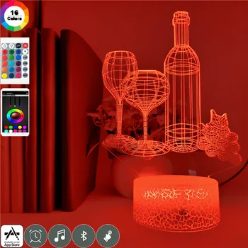 

Candlelight Dinner 3d Led Night Light for Children Bedroom Desk Decoration Color Change Beautiful Acrylic Clock Base Table Lamp