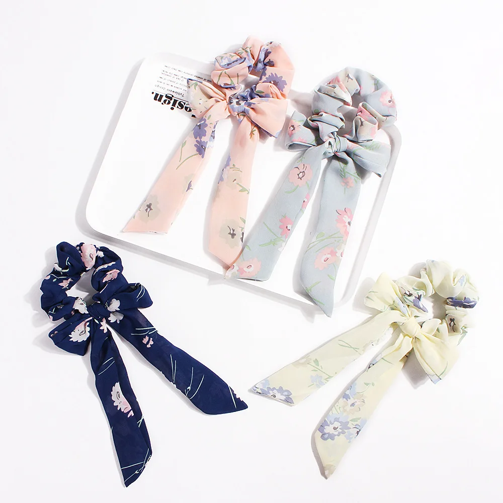 Bow Streamers Hair Ring Fashion Ribbon Girl Hair Bands Scrunchies Horsetail Tie Solid Headwear Hair Accessories