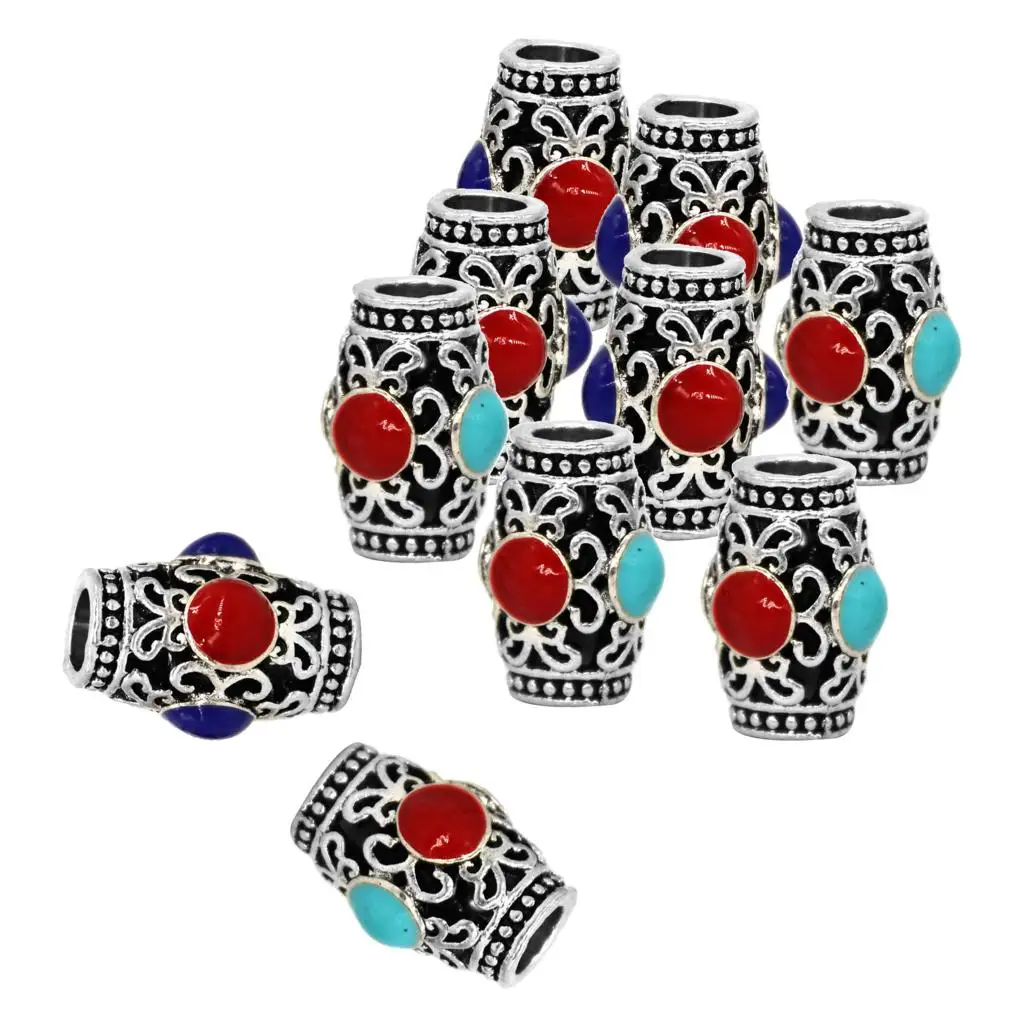 10 Pack Antique Alloy Dread Locks Beads, Hair Braiding Ring Spacer Loose Beads DIY Jewelry, Fashion Hip-Hop Style