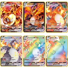 Cartas de Metal de Pikachu para niños, cartas de Pokémon de Anime, Eevee, Charizard, evolución, juegos de batalla, colección de cartas, juguetes de Navidad, regalo
