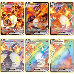 Carte de jeu en métal pour enfants, dessin animé Pikachu, Pokemon, Eevee Charizard, évolution, Collection de jeux de combat, cadeau de noël 