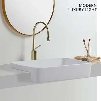 Buy Bathroom Sink Bowls Nordic Ceramic Washbasin Square Basin Simple White Washbasin Home Basin Shampoo Bowl With Tap