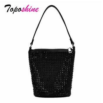 

Toposhine Leisure Rivets Woman Shoulder Bag Female Fashion Totes Bag Summer Bucket Handbag Quality Chains Women Bag Dropshipping