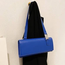

Luxury Brand Leather Underarm Bag for Women 2021 New Buckle Solid Color Shoulder Bag and Purses Baguette Designers Sac Epaule