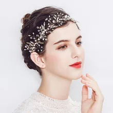 Свадебные ободки свадебные аксессуары для волос с жемчугом заколки с листьями серебра ручной работы со стразами и жемчугом; женские украшения для волос TS157