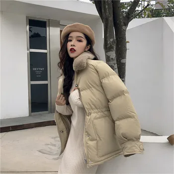 

Alien Kitty Women Fashion Korean Parkas 2019 Winter Faux Rabbit Fur Collar Thick Padded Jacket Lady Warm Coat Chamarras De Mujer