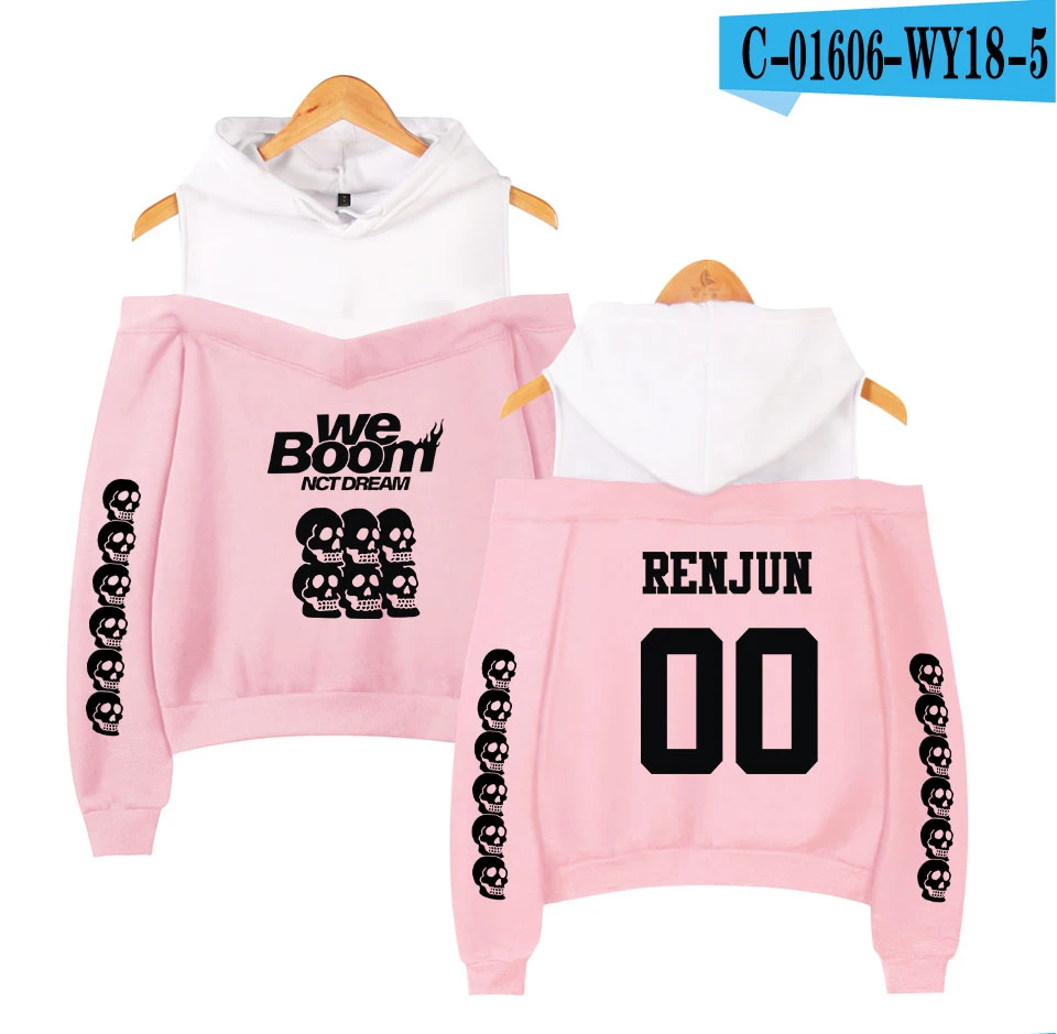 NCT DREAM We Boom album 2D толстовки с открытыми плечами, пальто, толстовки, свитшот, популярная повседневная одежда, модная одежда для отдыха, MS одежда - Цвет: pink