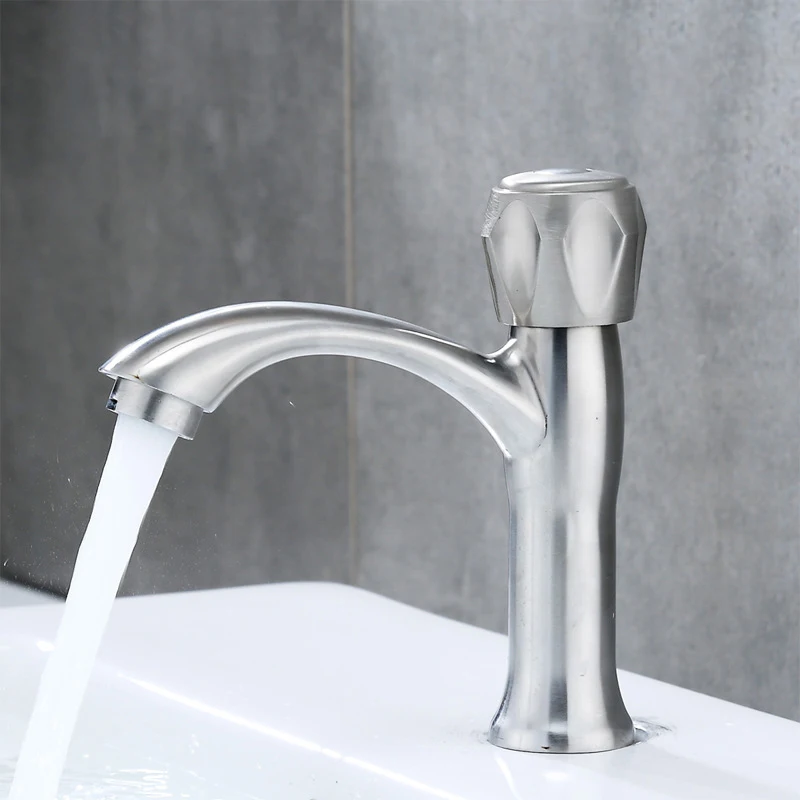 Touch Basin Faucet Senducs SUS304 Stainless Steel Bathroom Basin Mixer Tap Single Cold Basin Sink Faucet Touch Bathroom Faucets - Цвет: 1033D-NO-touch