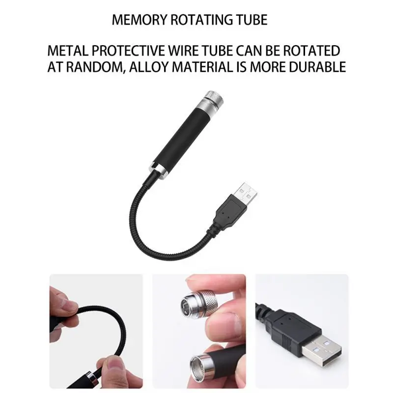 Проекционный светильник с изображением звезды на крыше, романтический Ночной светильник с USB, светильник для автомобиля, регулируемый и гибкий автомобиль и украшение для потолка