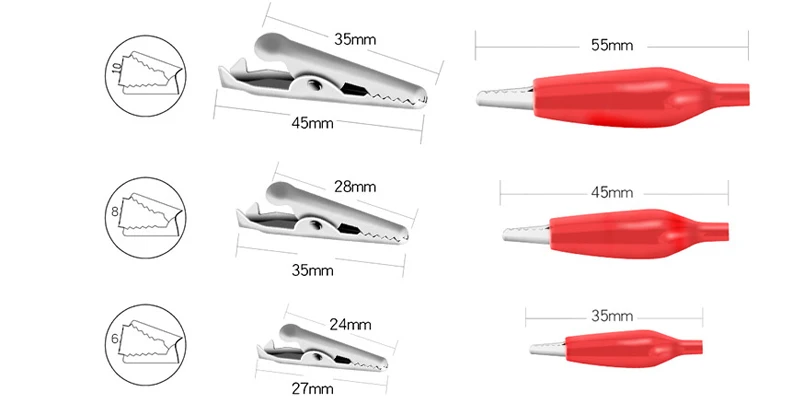 50 см крокодил клип номер 45 мм 35 мм 28 мм двухсторонний Крокодил Зажимы кабель Крокодил Зажимы провода тестирование провода зажим