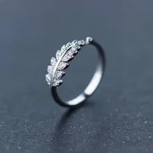 Oly2u нежные серебряные циркониевые хрустальные кольца с перьями для женщин Anllios регулируемое кольцо в виде листа для девочек обручальное кольцо ювелирное изделие подарок