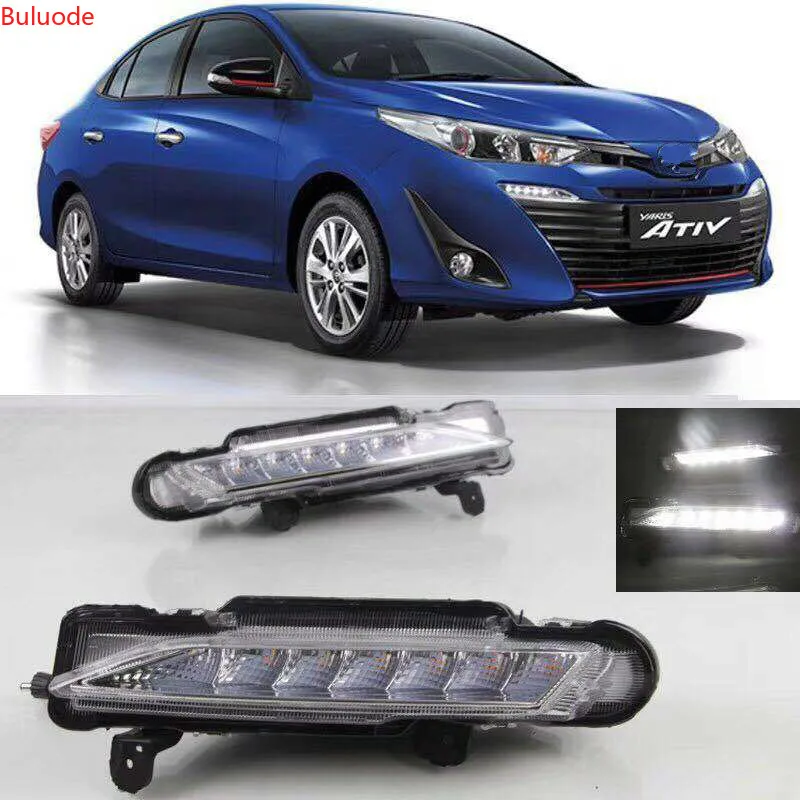 

For Toyota Yaris 2017 2018 Waterproof 12V LED DRL Daytime driving Running Light Daylight fog lamp with Turn Signal style Relay
