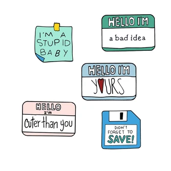 

Cute Lapel Pins Badge Brooches Fashion Cartoon icon save notes Paper Text Memo Student Sweater coat backpack Jewelry Unsex